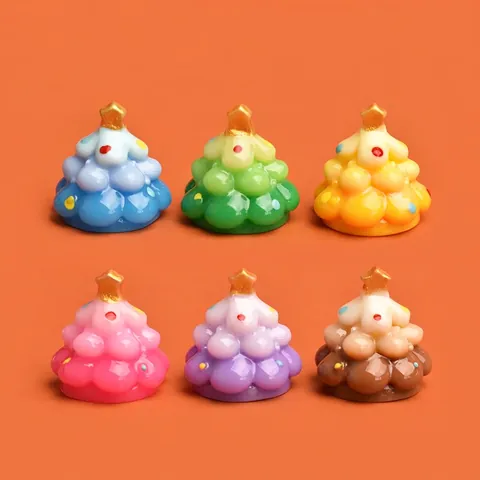 Harz Mini Weihnachtsbaum Anhänger Gradient Bunte Kleine Figuren Für DIY Basteln Handyhülle Dekor Miniatur Ornamente