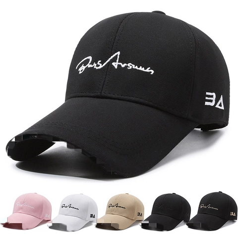 Baseball Cap Adjustable Polyester Cotton Sun Protection Outdoor Casual Sport Embroidery Extended Brim For Men Women
