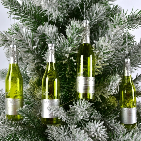 Christmas Ornaments Glass Painted Donut Wine Bottle Hanging Decorations For Xmas Tree Window Display