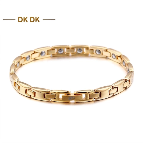 Bracciale Per Terapia Magnetica Per Uomo E Donna Minimalista In Acciaio Al Titanio Gioielli A Catena Geometrica Bracciale Lucido