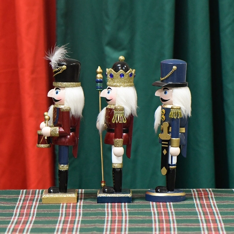 Figuras De Cascanueces De Madera De Navidad Soldado Rey Pintadas A Mano Brillo Decoración De Escritorio Hogar Festivo