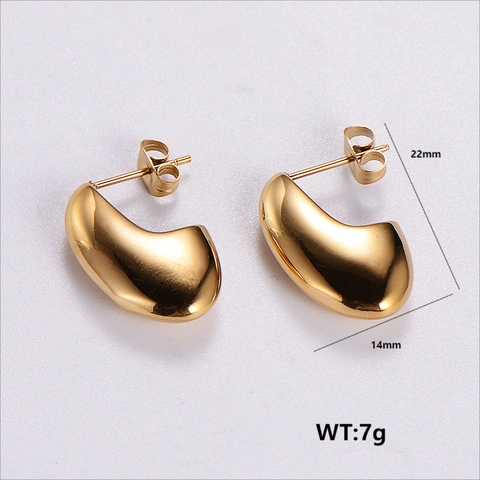 Geometric Stud Hoop Earrings 304 Stainless Steel Rhinestone Gold Plated Minimalist Elegant Fashion Jewelry For Women