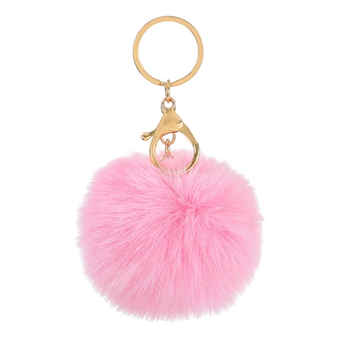 Süßer Einhorn Pompon Schlüsselanhänger Flauschiges Herz Plüschball Schlüsselring Mit PU Leder Für Rucksack Handtaschen