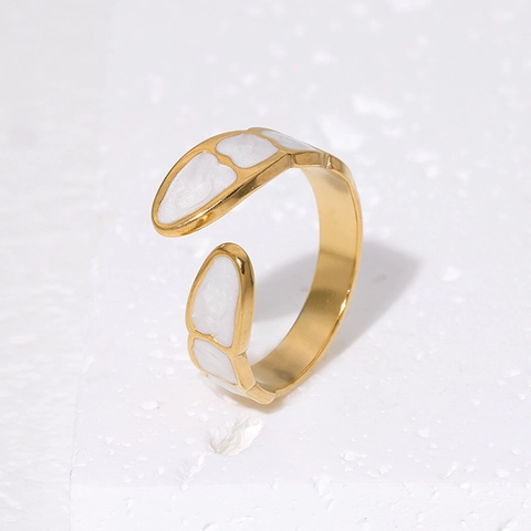 Anillo Abierto Ajustable Minimalista Acero Inoxidable Geométrico Esmalte Corazón Joyería Moda Para Mujer