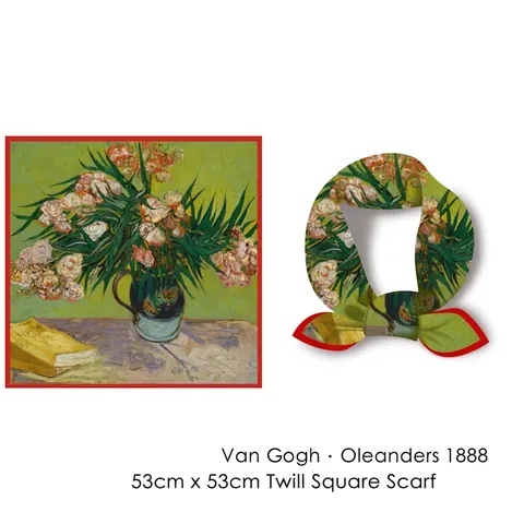 Artistic Oil Painting Twill Satin Small Square Scarf Retro Classic Style Neck Scarf Elegant Hair Band Fashion Accessory
