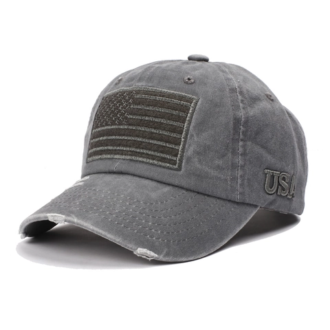 Casquette De Baseball Distressed Coton Brodée Drapeau Américain Vintage Ajustable Chapeau Extérieur Hommes Femmes