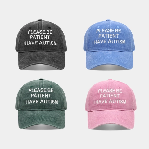 Casquette De Baseball En Coton Lavé Lettres Brodées Please Be Patient I Have Autism Vintage Distressed Dad Hat Ajustable
