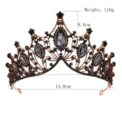 Corona Da Sposa Barocca Tiara Lega Con Strass In Cristallo Retro Matrimonio Compleanno Festa Vintage Copricapo Regina Donna