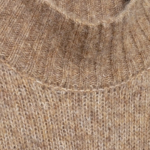Gilet En Tricot Femmes Col Haut Bordure À Volants Pull Doux Chaud Couleur Unie Top Décontracté