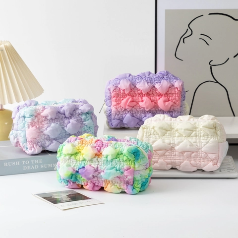 Neceser Textura De Burbujas Degradado Arcoíris Portátil Viaje Almacenamiento Maquillaje Bolsa Cremallera Impermeable
