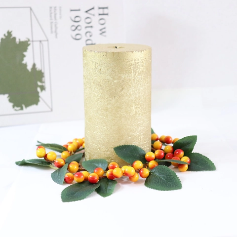 Couronne De Bougie Baies Artificielles Plastique Mousse Feuilles Vertes Guirlande Décorative Centre De Table Noël Halloween