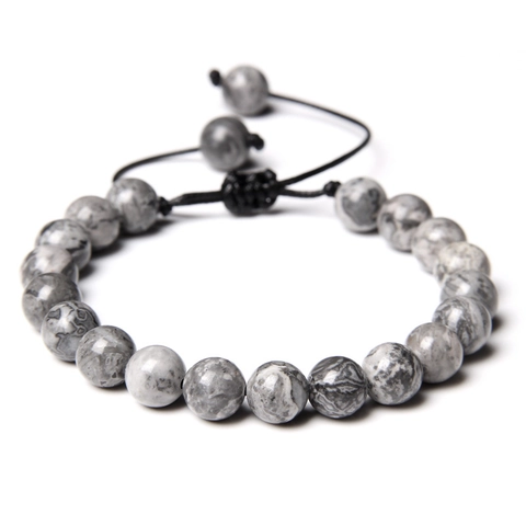 Naturstein Perlenarmband Handgefertigt Gewebt Verstellbar Wachskordel Ethnischer Minimalistischer Schmuck