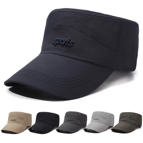 Cadet Cap Men Women Polyester Quick Dry Breathable Sun Protection Flat Top Hat Sporty Casual Adjustable Outdoor