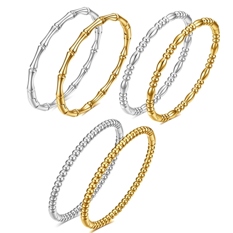 Brazalete Minimalista De Acero Inoxidable Para Mujer Chapado En Oro De 18K Diseño De Bambú Perla Serpiente Joyería Moda