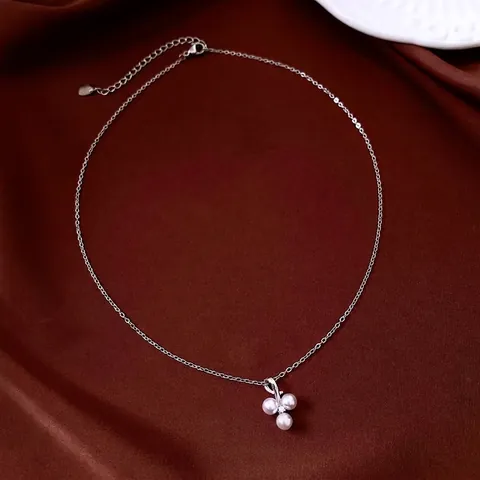 Collana Con Pendente A Grappolo Di Tre Künstliche Perle Sintetiche Acciaio Inossidabile Rame Con Zircone Gioielli Eleganti Francesi