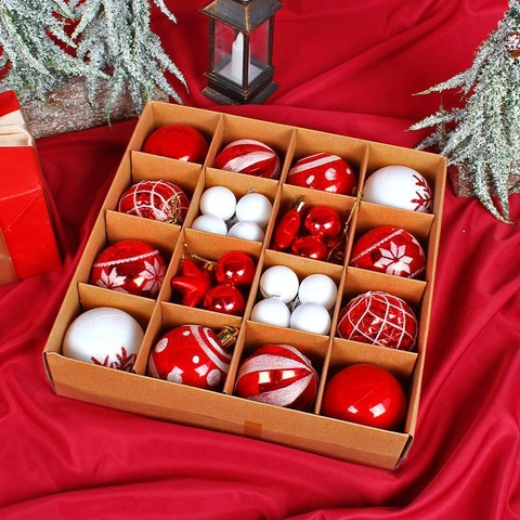 Kerstbal Ornamenten Set Onbreekbaar PS Kunststof Glitter Mat Glanzend Sneeuwvlok Hangende Decoraties Vakantiefeest Decor