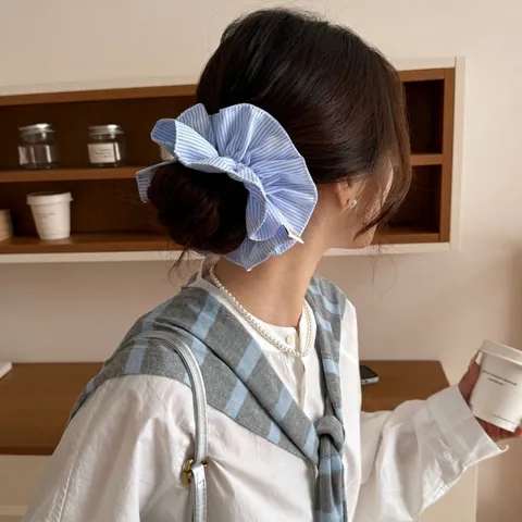 Striped Scrunchie Fabric Ruched Hair Ties High Elasticity Ruffle Sweet Hair Accessories For Women
