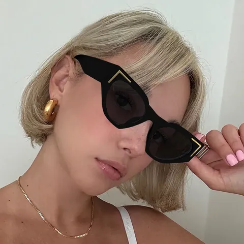 Occhiali Da Sole Occhio Di Gatto Da Donna Montatura PC Lenti AC Protezione UV Moda Decorazione In Metallo Viaggi All'aperto