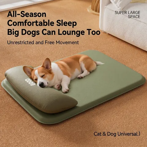 Waterproof Leather Pet Bed With Integrated Pillow For Dogs Four Seasons Universal Orthopedic Mat Durable Synthetic Leather