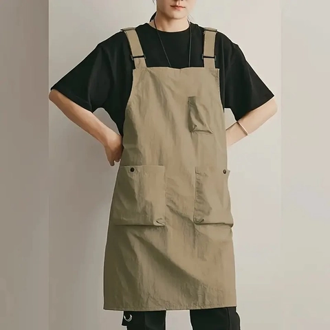 Grembiule Da Lavoro Taslan Idrorepellente Tasche Multiple Tracolla Regolabile Caffè Cucina Divisa Per Uomini E Donne