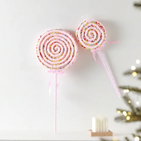 Pink Pastel Candy Theme Christmas Hanging Ornaments Foam Lollipop Gingerbread House Candy Cane Tree Decorations Props