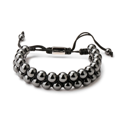 Handmade Beaded Bracelet Natural Tiger Eye Hematite Stone Adjustable Woven Rope Jewelry Gift Unisex