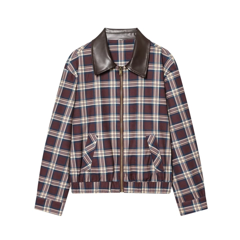 Giacca Bomber A Quadri E Gonna Pantalone A Pieghe Da Donna Colletto In Ecopelle Cerniera Streetwear Fashion Outfit