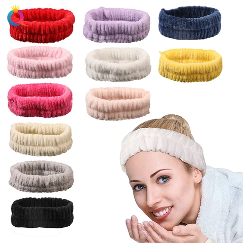 Coral Fleece Face Washing Wristbands And Skincare Headband Absorbent Plush Elastic Soft Flannel For Women Spa Shower