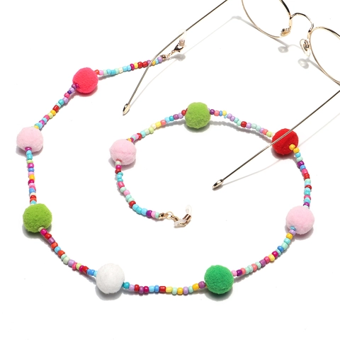 Handmade Colorful Beaded Glasses Chain Mask Lanyard With Tassels And Bows Anti-lost Eyewear Strap Holder For Women