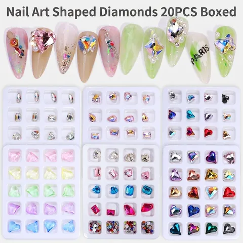 Nail Art Rhinestones Irregular Shaped Crystals Heart Butterfly Manicure Decoration Accessories Multi Colors Elegant DIY