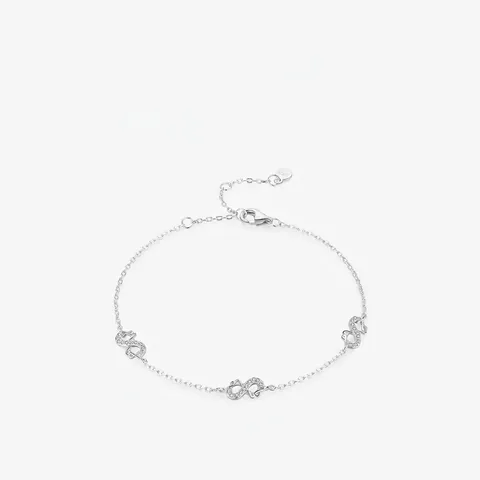 925 Sterling Silber Unendlichkeits Armband Mit Zirkonia Verstellbare Kette Eleganter Schmuck Für Damen