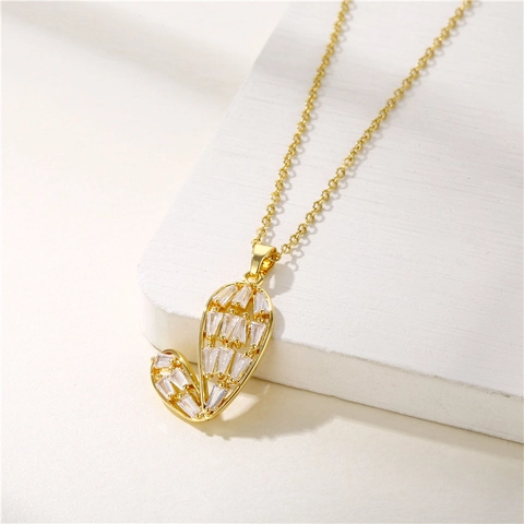 Collana Con Ciondolo A Cuore In Acciaio Inossidabile Con Zircone Catena Minimalista Placcata Oro Gioielli Per Donna