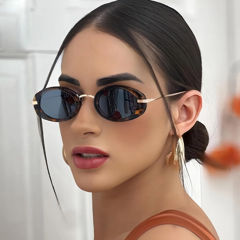 Occhiali Da Sole Ovali Retrò Per Donna Protezione UV400 Moda Montura PC Aste In Metallo Stile Urbano Alla Moda