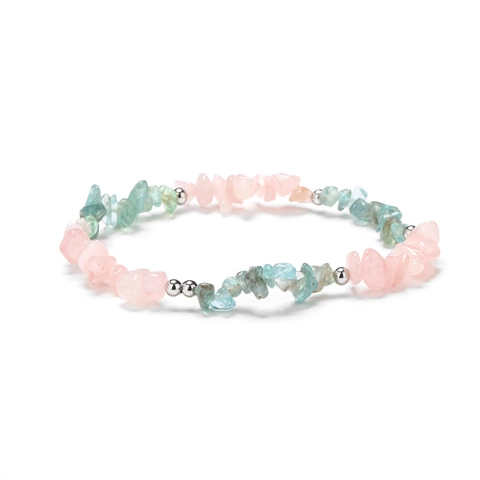 Natural Crystal Stone Chip Bracelet Irregular Tumbled Gemstone Healing Jewelry With Steel Beads Women Bohemian Elastic