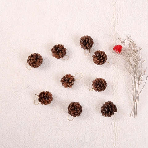 Natural Wooden Pinecone Hanging Ornaments Golden Strings For Christmas Tree Decoration Rustic Holiday DIY Home Crafts