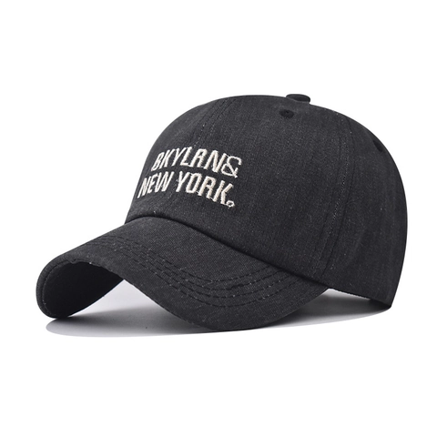 Casquette De Baseball En Coton Lavé Vintage Avec Broderie BKYLRN NEW YORK Unisexe Ajustable Visière Recourbée Chapeau Soleil