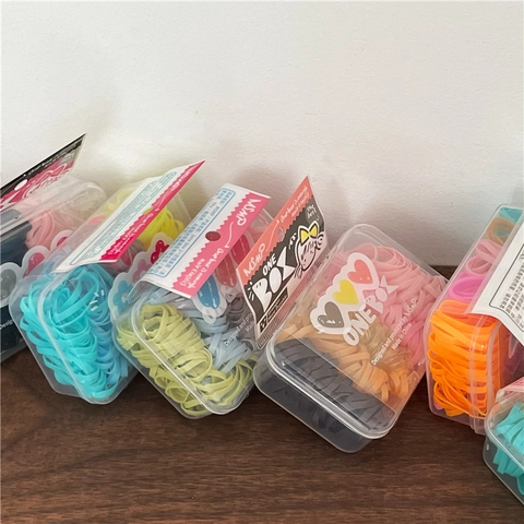Kleurrijke TPU Haarelastiekjes Hoge Elasticiteit Rubberen Banden In Doos Kinderen Meisjes Haarstyling Accessoires Crèmekleuren Duurzaam