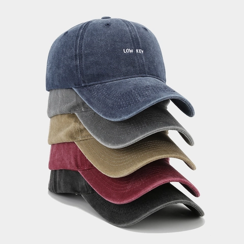 Casquette De Baseball En Coton Lavé Distressed Broderie Low Key Réglable Rétro Protection Solaire Chapeau Casual Unisexe