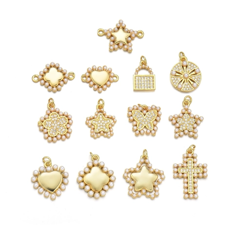 Collana Con Ciondolo Delicato In Rame Placcato Oro Con Zircone E Perla Artificial Stella Cuore Farfalla Catena Da Clavicola Per Donna