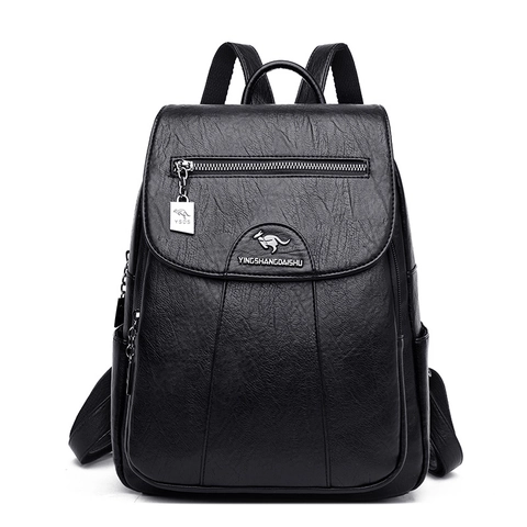 Mochila De Moda Para Mujer Textura Litchi Cuero PU Antirrobo Gran Capacidad Multi Bolsillo Diario Viaje Casual