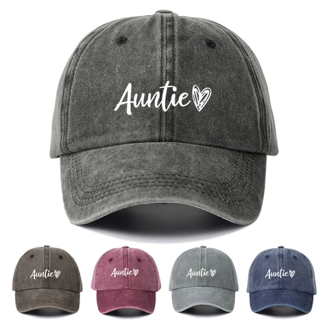 Cappello Da Baseball In Cotone Lavato Auntie Cuore Ricamato Cappello Da Sole Vintage Regolabile Sport Donne Uomini