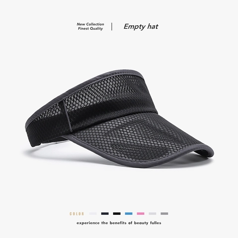 Empty Top Visor Hat Polyester Mesh Breathable Quick-Drying Sun Protection Outdoor Sports Adjustable For Men And Women