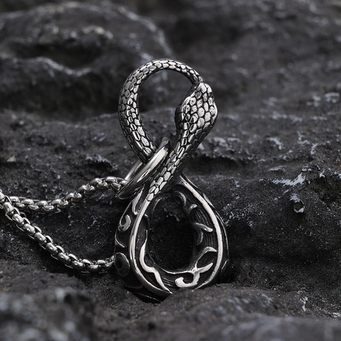 Collana Con Pendente Serpente Acciaio Inossidabile Infinito Figura Otto Totem Vintage Punk Gothic Gioielli Da Uomo