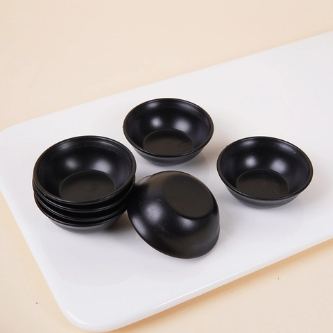 Miniature Kitchen Bowl Dollhouse Pretend Play Toy Matte Black ABS Plastic Simulation Food Play Accessory Decor