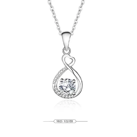 925 Sterling Zilveren Hart Oneindigheid Moissaniet Zirconia Hanger Halsketting Wit Rozegoud Vergulde Mode Sleutelbeenketing Sieraden Voor Vrouwen