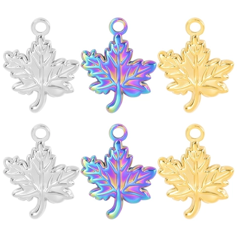 Maple Leaf Pendant Necklace Stainless Steel 18K Gold Plated Mirror Polish DIY Jewelry Accessory Fashion For Women