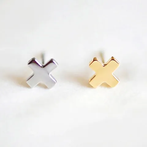 Minimalista Orecchini a Bottone a Croce in Acciaio Inossidabile 316L Geometrici a Forma di X per Donna Gioielli Regalo