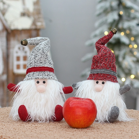 Christmas Gnome Doll Knitted Gift Bag Candy Apple Pouch Swedish Tomte Desktop Ornament Bell Decor Holiday Party