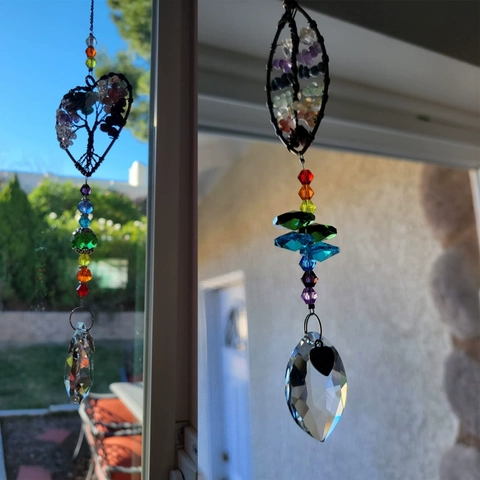 Kristall Sonnenfänger Lebensbaum Regenbogenmacher Chakra Stein Fenster Wandbehang K9 Prisma Garten Dekoration