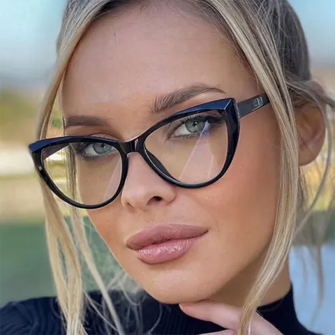Kattenoog Optische Bril Montuur Vrouwen TR90 Metaal Anti Blauw Licht Blokkeren Mode Oversized Heldere Lenzen